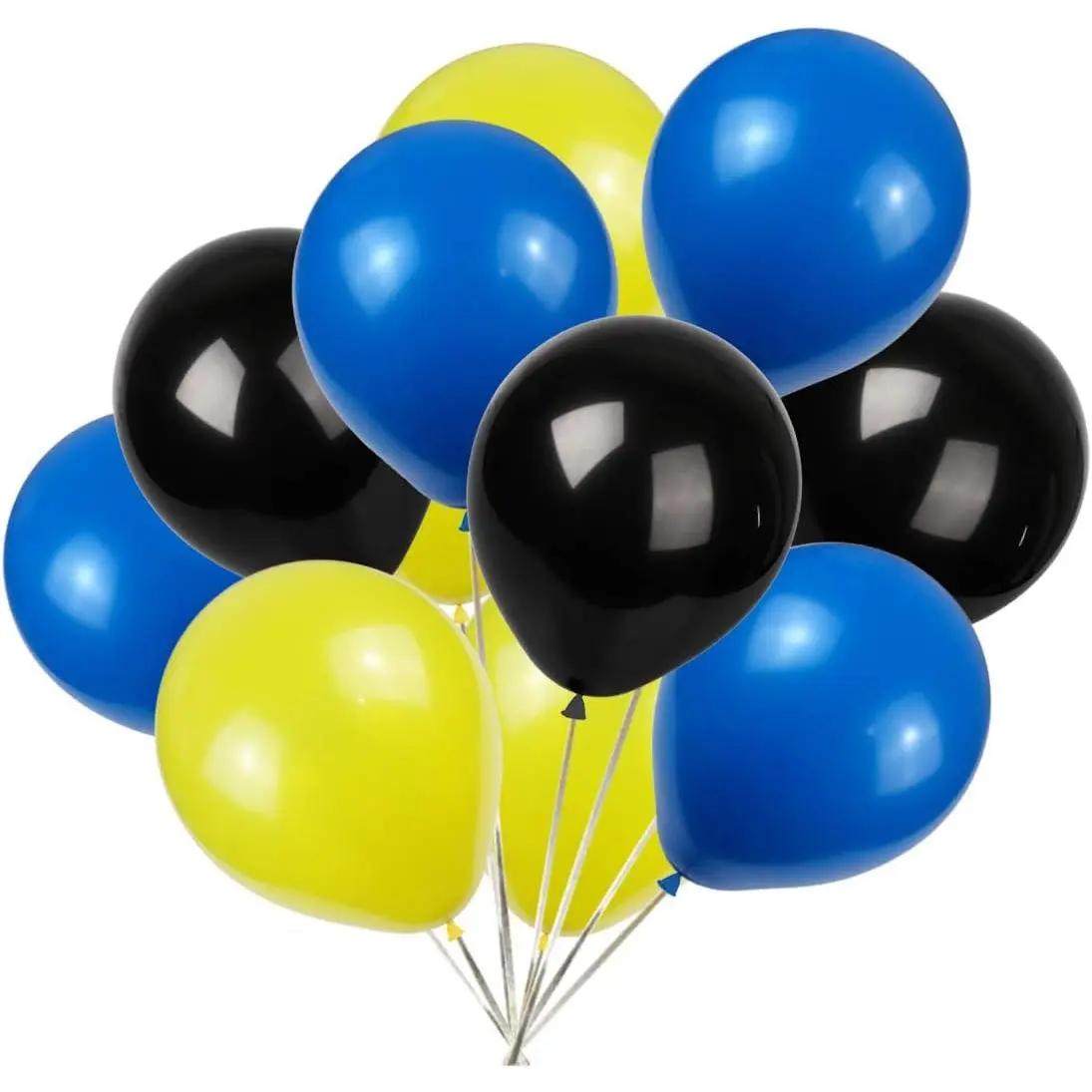 Yellow Blue Black Balloons,100 Pack 12 Inch Latex Balloons