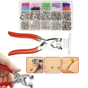 DIY Metal Snap Button Kit with 200pcs Metal Sewing Buttons & 1count Snap Fastener Pliers Set for Sewing Projects & Crafting Tools metal snap