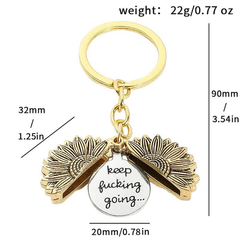 2 Pack Sunflower Keychain Inspirational Gifts for Women Men Birthday Christmas Gifts for Best Friend Student Graduation - Keep Fucking Going Keychain,stocking stuffers,Christmas decorations