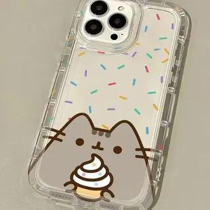 Rainbow Pusheen Cat Clear Protective Case For iPhone 16 15 14 13 12 11 Pro Max XS X XR 8 7 Plus SE 2020 Shockproof Transparent Soft Cover