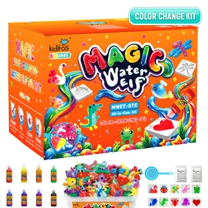 Kiditos Color Changing Magic Water Elf Kit, 8 Aqua Gels & 10 Molds, DIY Kids Craft Toy Ages 3+
