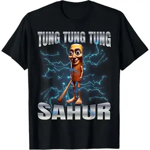 Unisex Tung Tung Tung Sahur Graphic TShirt for Women,Machine Washable, Comfortable Everyday Fashion Tee, Everyday Tshirt |Bold Letter Print |T Shir Cotton,Birthday Gift