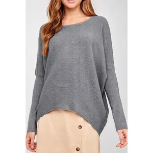 L Love Dolman Pullover Sweater - Heather Gray