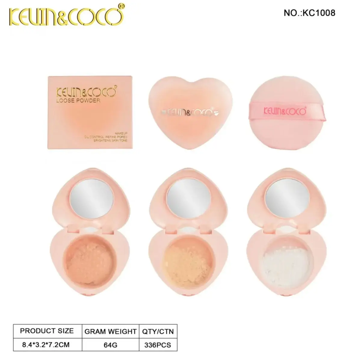 Kevin Coco Loose Powder KC1008 - Oil Control Pore Blurring Brightening Setting Powder for Makeup Cosmetic