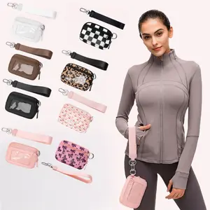 Compact design women's change bag, outdoor multifunctional wrist bag, multi-color high-quality zipper card bag with keychain, exquisite mini wallet suitable for daily travel and outdoor activities, can be used as a holiday gift