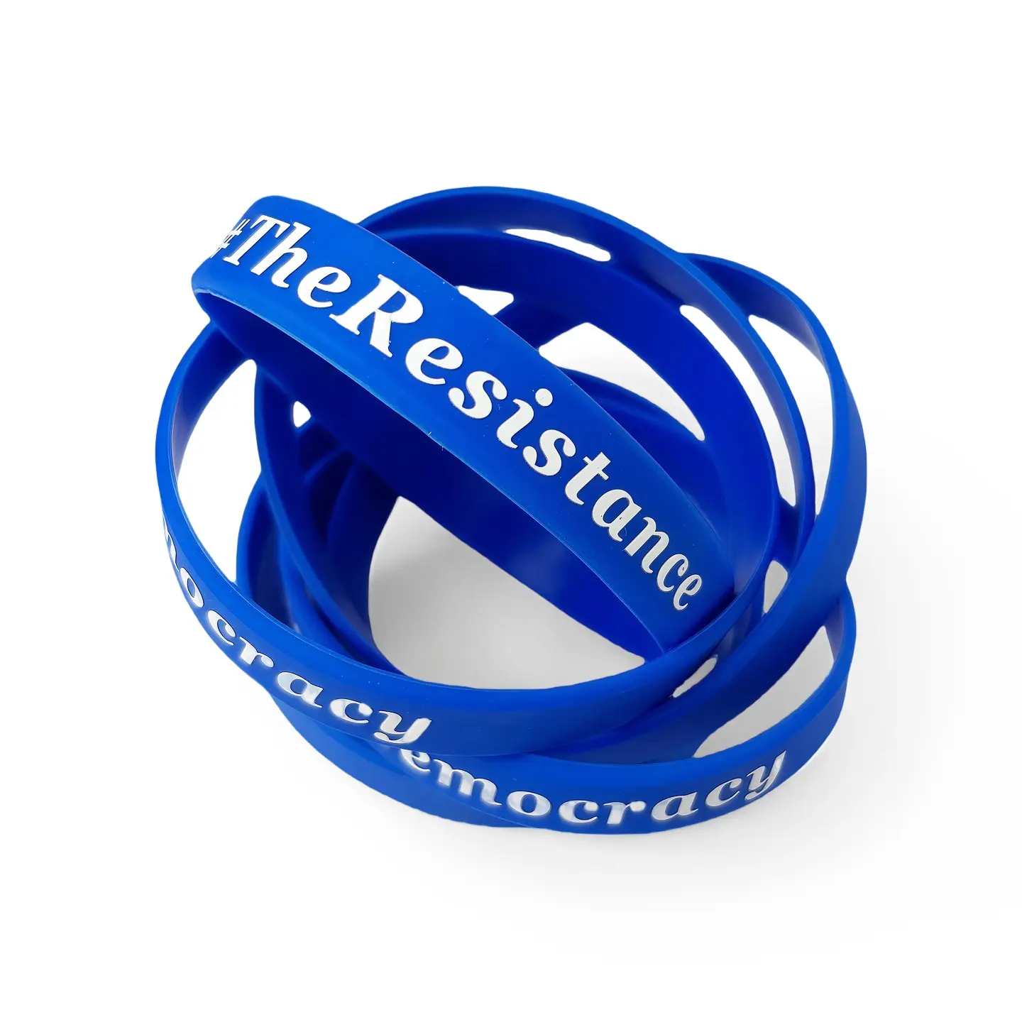 2PCS Blue Silicone Bracelets, Stronger As One Do Better Daily Message Wristbands, Waterproof Sweatproof Statement Bracelets, Unisex Streetwear Accessories