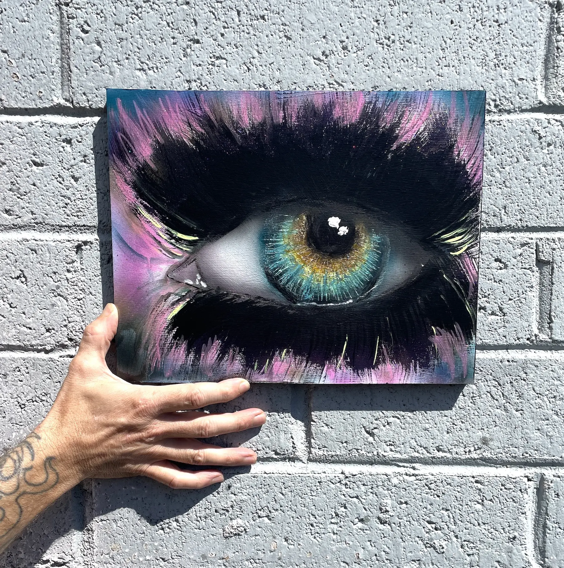 Kickboy Art Eye #1 - 13” x 10” Foamcore Beautiful Airbrushed Eye, Original Artwork