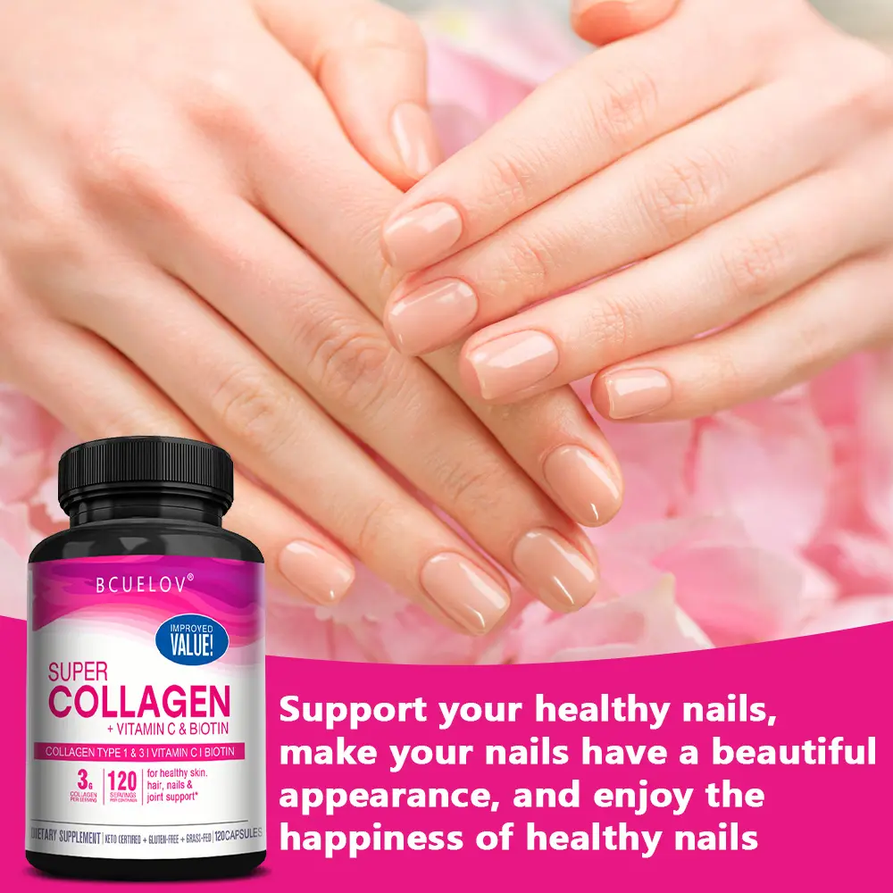 Bcuelov collagen health supplement with vitamin c and biotin - supports  healthy skin, nails and hair,120 capsules - TikTok Shop