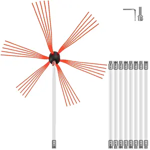 fathersdaygift VEVOR Chimney Sweep Kit 30FT Length, Chimney Brush Kit with 9 Nylon Flexible Rods, Rotary Chimney Cleaning Kit Driven by Drill, Chimney Cleaning Tool Kits for Sweeping Fireplace Flue