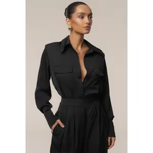 Black Misty Button Up