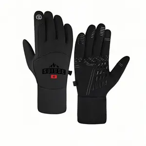 1 pair with SUISSE Mountain Swiss Flag Design Outdoor Sports Gloves winter gloves hiking gloves Touch Screen Warm Hiking full finger gloves for men women Warmest Christmas gifts keep warm Trendy