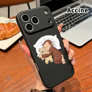 Monkey's cozy slumber Pattern Straight Edge Phone Case for iPhone 17 16 Pro Max 15 Plus 14 13 12 11 Air XR E XS Plus Shockproof Full Camera Protection Durable Slim Silicone Cover