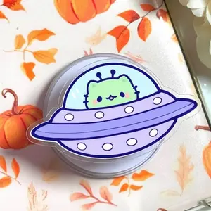 Pastel UFO Cat Magsafe Phone Grip – Cartoon Space Magnetic Phone Grip & Kickstand – Cute Accessory