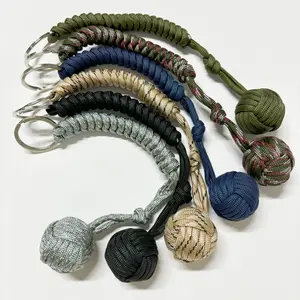High Quality Self-Defense Umbrella Rope,Monkey Fist Steel Ball, Paracord Survival Key Chain, Outdoor Safety Protection Umbrella