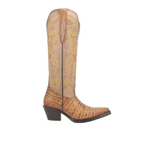 Dingo Womens Matilda Snip Toe Pull On Casual Boots Over the Knee Mid Heel 2-3" - Brown