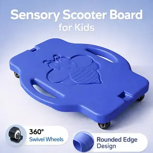 Sensory Scooter Board for Toddlers, Kids Scooter Board with Handles, Sit and Scoot Rolling Board, 360° Swivel Wheels, Four Wheel Design, Durable HDPE Floor Scooter for Indoor Active Play, Balance Training Toy