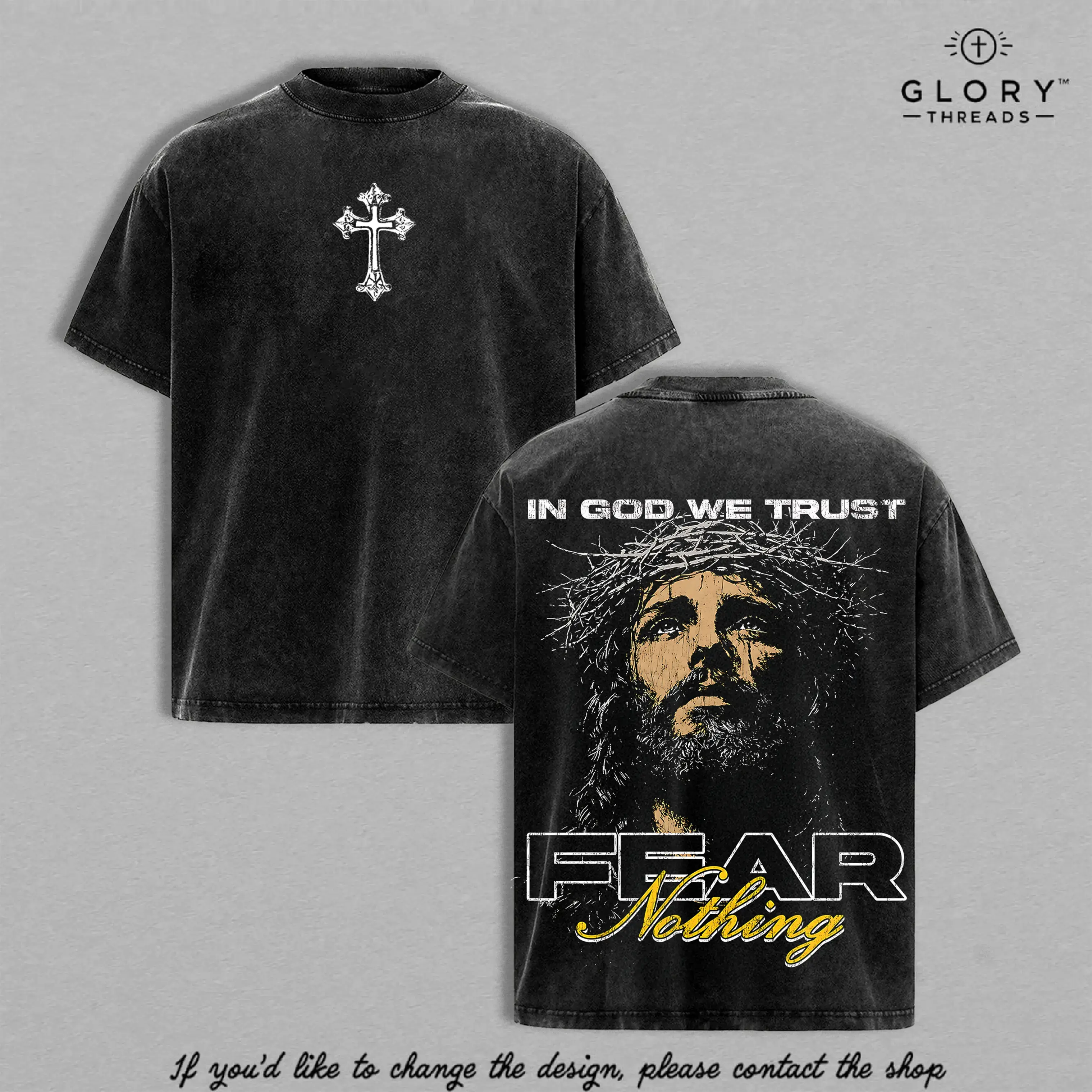 In God We Trust Vintage Washed Oversized T-Shirt, Christian Jesus Graphic Tee, Faith Based Religious Shirt, Cross Print Streetwear, Heavyweight Cotton Unisex Christian Gift
