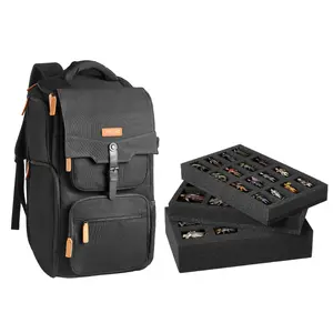 VEVOR Miniature Storage Carrying Figure Bag, Fits 58 Infantry Minis, Miniature Transport Bag with Handle & Adjustable Shoulder Strap, 3 Foam Layers for Large Storage Capacity (Minis Not Included)