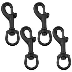 2.5 Inch Flag Clasp Clip Black Heavy Duty Swivel Eye Bolt Snap with Swivel Eyelet for Key Chain Flag Holder 4PCS