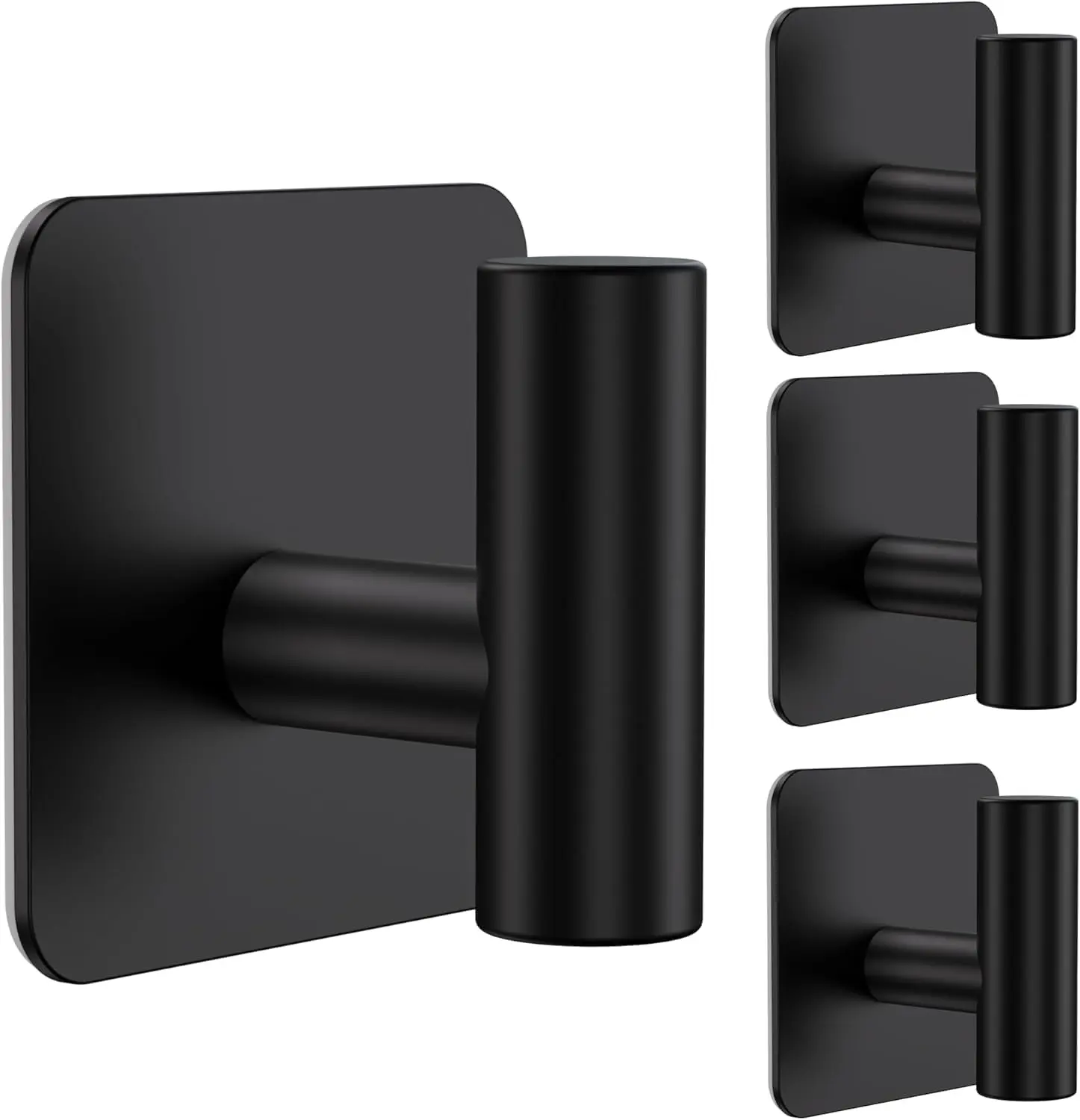 4 Pack Large Heavy Duty Wall Hooks - 26lb Max, Stainless Steel Adhesive Towel Hook, Shower Hooks for Hanging Towel, Coat, Robe, Wall Hook for Use in Bathroom, Kitchen and Door
