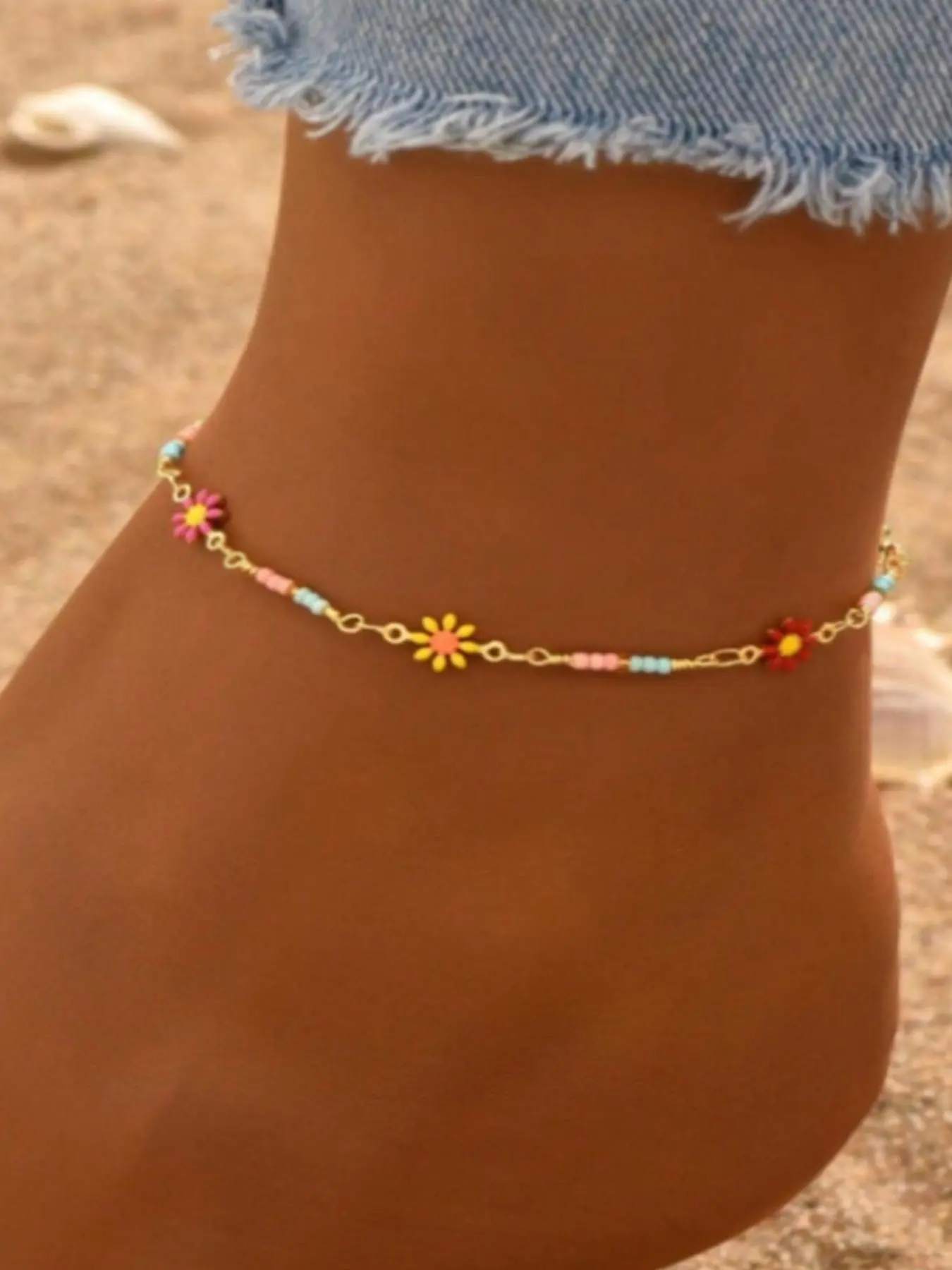 Boho Style Flower Design Adjustable Anklet for Women, Fashion Jewelry for Parties and Daily Wear, Trendy Versatile & Exquisite Jewelry for Birthday Gift, Fashionable Accessories