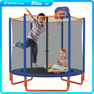 YORIN Home Indoor Outdoor Mini Trampoline Reinforced Thickened Children's Trampoline Large Toys Fitness Trampoline 66'' Early Education Sports Toy Safety Guardrail Anti-fall Design Trampoline Portable Basketball Hoop kids trampoline Christmas Gift