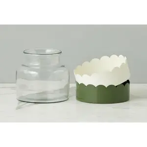 2-in-1 Scalloped Bloom Vase, White/Spruce Green