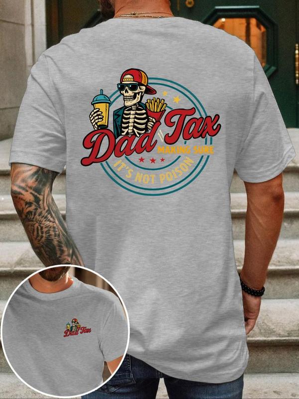 Men's Regular Fit Skeleton Print Round Neck Tee, Casual Short Sleeve Crew Neck T-shirt for Summer, Fashion Men's Top for Daily Wear, Tropical