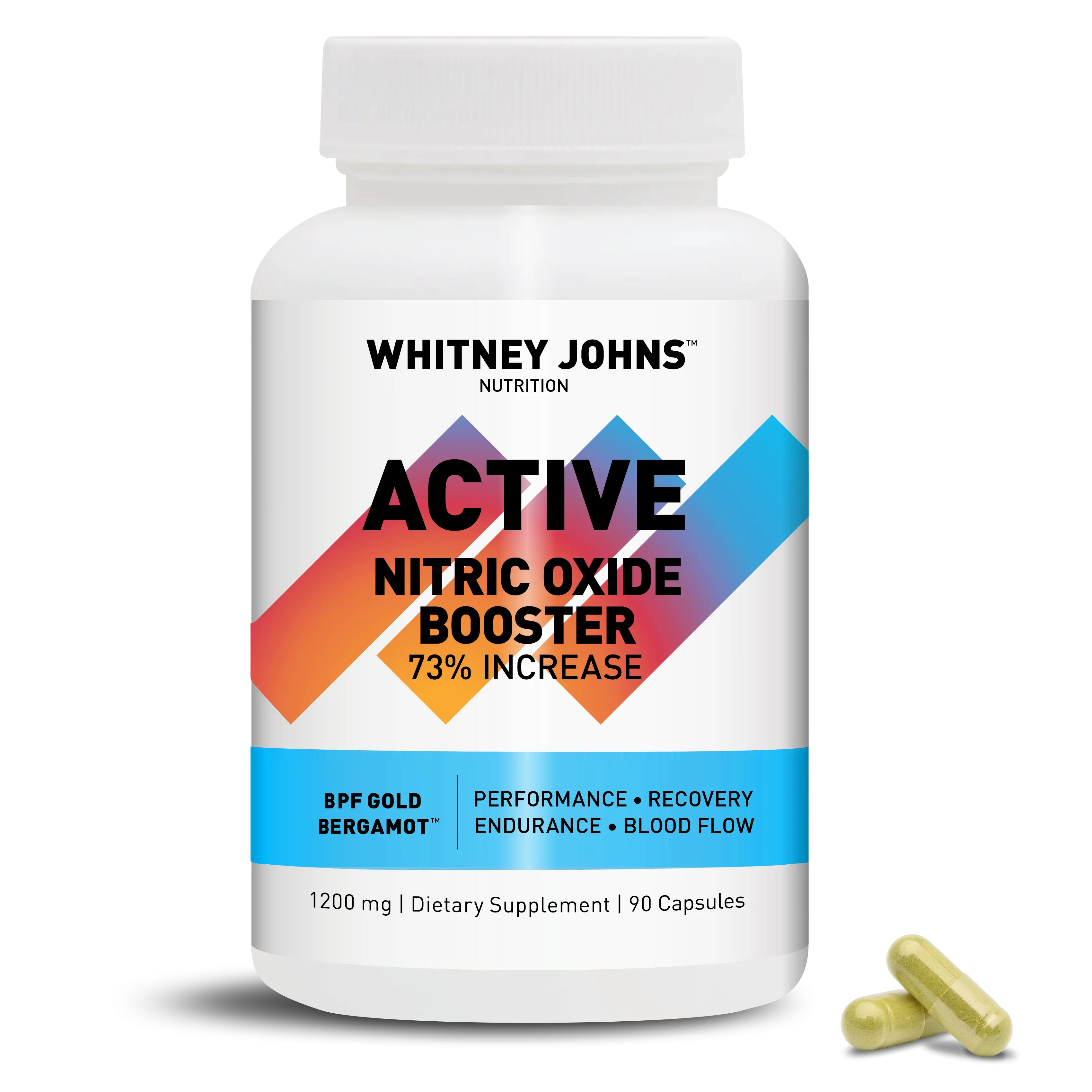 Whitney Johns Nitric Active - Nitric Oxide Booster For A Natural Energy Pure Boost of Athletic Performance, Endurance, Increased (VO2 Max) & Recovery - 90 Caps Supplement Fitness