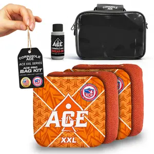 ACE XXL Series Orange Carpet ACO Pro Approved Cornhole Bag Kit | 4 Bags, 5/9 Speed + Break-In Kit + Carry Case