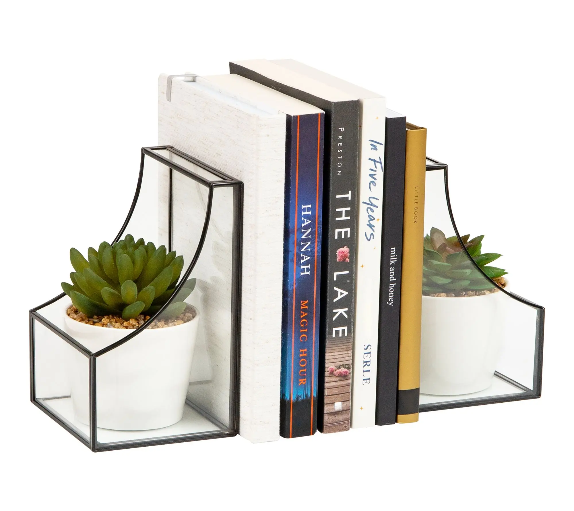 Mind Reader Terrarium Bookends, Decorative BookHolders Mind Reader Terrarium Bookends, Decorative BookHolders