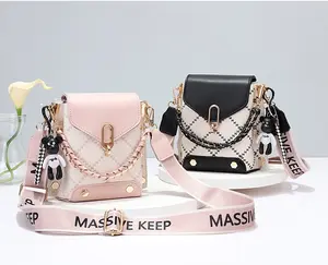 Women's Mini Plaid Crossbody Bag With Chain Decor, Flap Mini Shoulder Purse, Classic Shoulder Bag With Wide Shoulder Strap For Daily Use