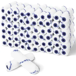 4 Inch Microfiber Paint Roller Covers, 1/3" Nap, 60 Pack, Use with All Paints and Stains, Small Paint Roller Naps, Mini Rollers for Walls, House Painting Supplies