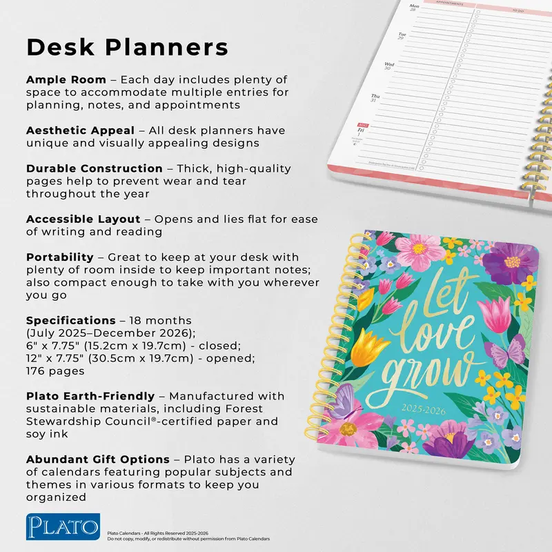 Bonnie Marcus OFFICIAL | 2026 6 x 7.75 Inch 18 Months Weekly Desk Planner | Foil Stamped Cover | July 2025 - December 2026 | Plato | Fashion Designer Stationery 5
