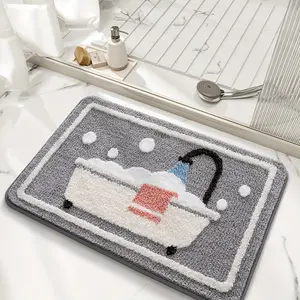 1pc Bathroom Rug Mat, Extra Soft Absorbent Premium Bath Rug, Non-Slip Comfortable Bath Mat for Bathroom Floor, Sink, Bathtub, Shower Room