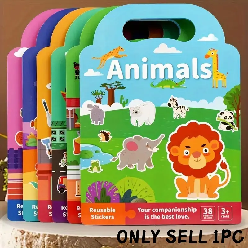 Reusable Sticker Book for Kids Aged 3+, Toddler Sticker Book, Waterproof Animal Design, Educational Learning Activity, Perfect Gift for Birthdays & Holidays