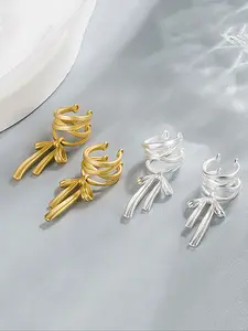 Bow Design Earrings, Fashionable Earrings for Women & Girls, Trendy All-match & Exquisite Jewelry for Birthday Gift, Jewelry Gifts