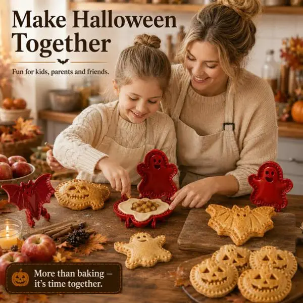 8 Piece Halloween Baking Mold Set Mini Hand Pie Mold Set Pumpkin Cookie Cutter Mold Reusable Pastry Press Easy Release Pie Dough Cutter Halloween Cookie Maker for Homemade Hand Pies Pastries Cookies and Festive Desserts