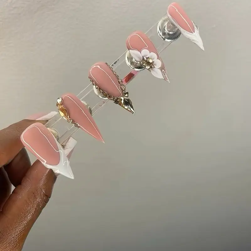 Elegant Stiletto French Tip Press-On Nails