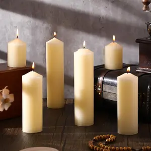 6 count Pillar Candles 3 Set 2 in x 3, 6, 8 Inch  Dripless Unscented Pillar Candles Long Clean  Wax for Wedding Dinner Party   Ceremony  Decor ( White)