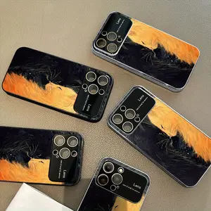 Orange Cat Pattern Electroplated Protective Case |     AG matte large window 2-in-1, suitable for iPhone 12/13/14/15/16/17 series (including Pro, Pro Max, Plus and other models)