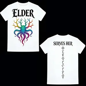 Couples Double Sided Print T-Shirts，Soft Cotton Crew Neck Everyday Wear