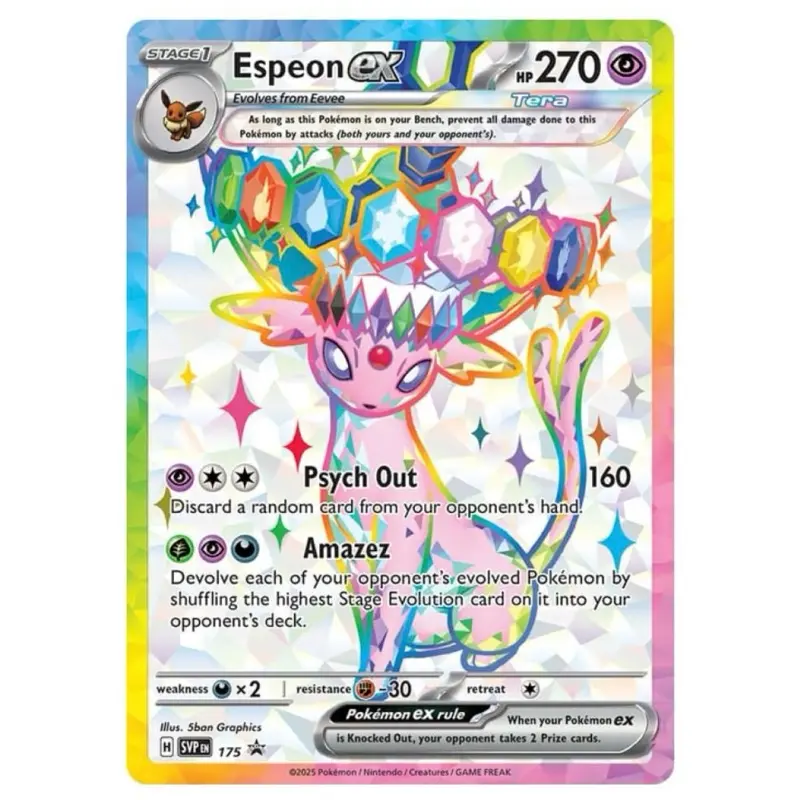 Espeon ex SVP-175 Promo Card from the Prismatic Evolutions Premium Collection