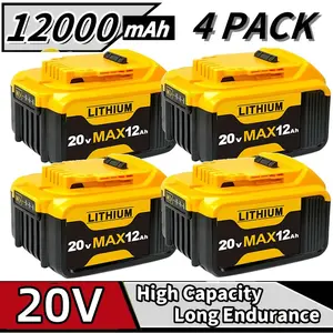 2/4/6/8Pack 20V 12Ah Lithium-lon Battery Replacement for Dewalt-Compact XR Design, High-Capacity Power, Compatiblewith DCB205 DCB200 DCB203 20-VoltCordless Power Tools, Long-Lasting , Reliable and DurableConstruction dewatlt powertools