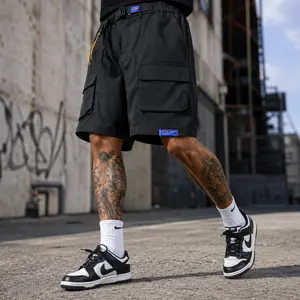 Men’s Cargo Shorts, Loose Fit Belted Work Shorts, Multi Pocket Streetwear Casual Shorts for Men