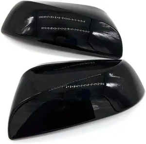 Glossy-Black Series Door Mirror Covers Overlay No Turn Signal Compatible with 2016-2020 Toyota Tacoma