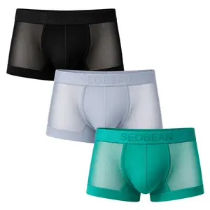 SEOBEAN 3 PCS Men’s Mesh Panel Boxer Briefs, Lightweight Stretch Trunks Underwear with Side Mesh Design, Contoured Pouch and Soft Wide Waistband-250214
