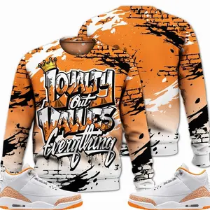 White Orange Peel 3s Sweatshirt, 3 Orange Citrus Outfit, Values Of Loyalty Drip Sneaker Matching Shirts