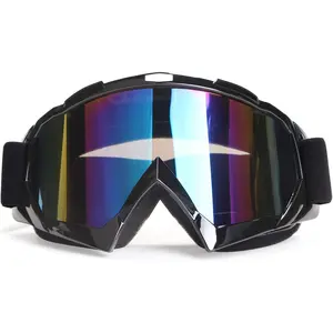 Goggles - Dirt  & Motocross Goggles, Windproof & , Anti-Scratch, Offroad, PU  Frame, Black Frame + Color Lens