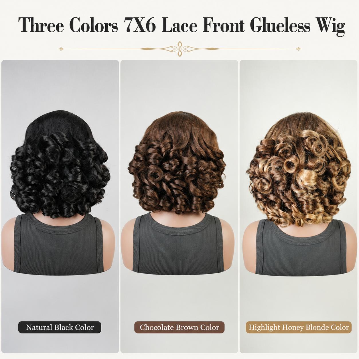 [Free Upgraded 7x6 Side Part] Menglle Hair Honey Blonde Wig 7X6 Glueless Wigs Human Hair Reay To Wear Bouncy Wave Side Part Wig 200% Density Natural Color/Brown Color/Honey Blonde#Summervibes#TikTokShopStockUp